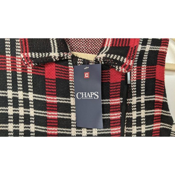 NWT Chaps Knitted Plaid Red/Black Vest Sweater Size S - Picture 8 of 9
